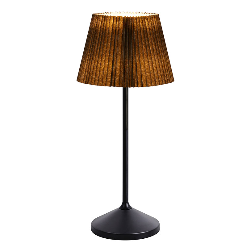 Настільна світлодіодна лампа чорного кольору з тканинним плафоном