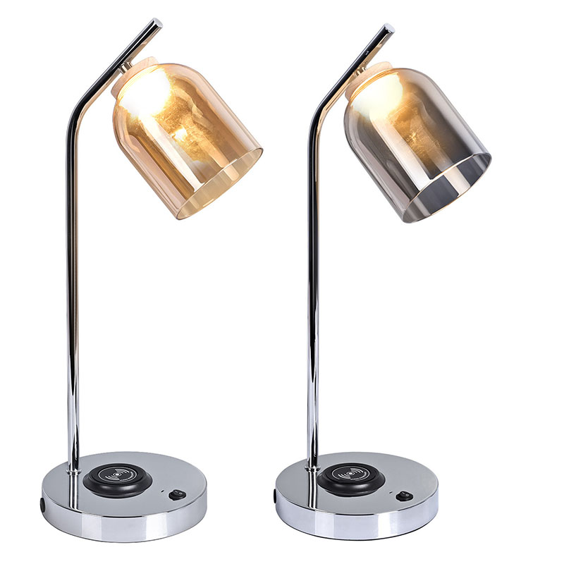 Настільна світлодіодна лампа QI зі скляним плафоном